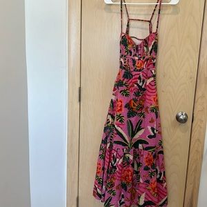 Farm Rio Leopard forest Pink Midi Dress Size Small NWT